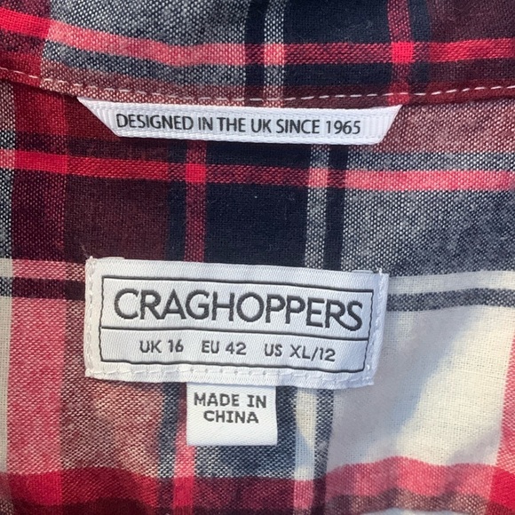 Craghoppers Red Plaid Button Down Shirt Women’s Size 12 Extra Large - Picture 5 of 8